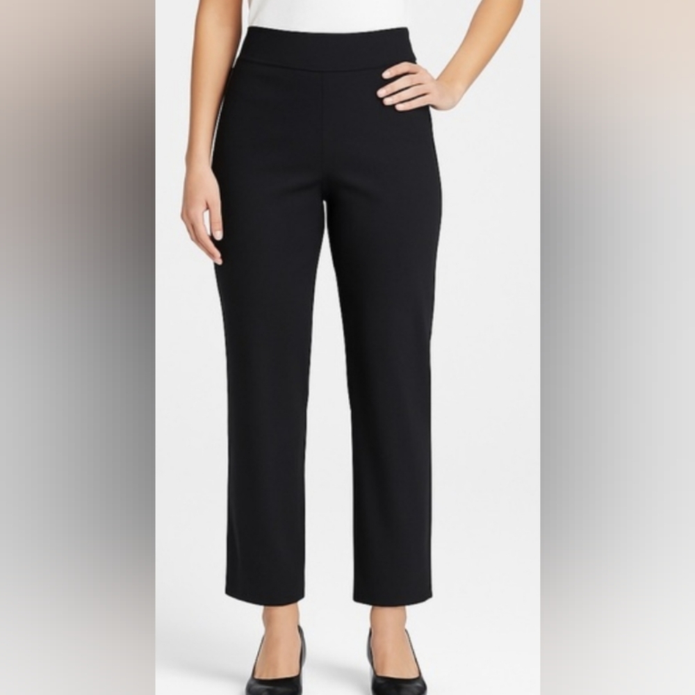 Investments Petites Black Stretch Straight Leg Pants Size Small Petite Regular